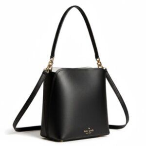 Kate Spade Black Pebbled Leather Shoulder Tote Structured Bag Women’s
